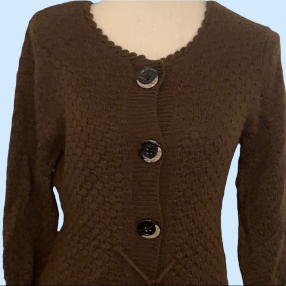 The Limited Brown Button Down Tie Sweater - Picture 2 of 9